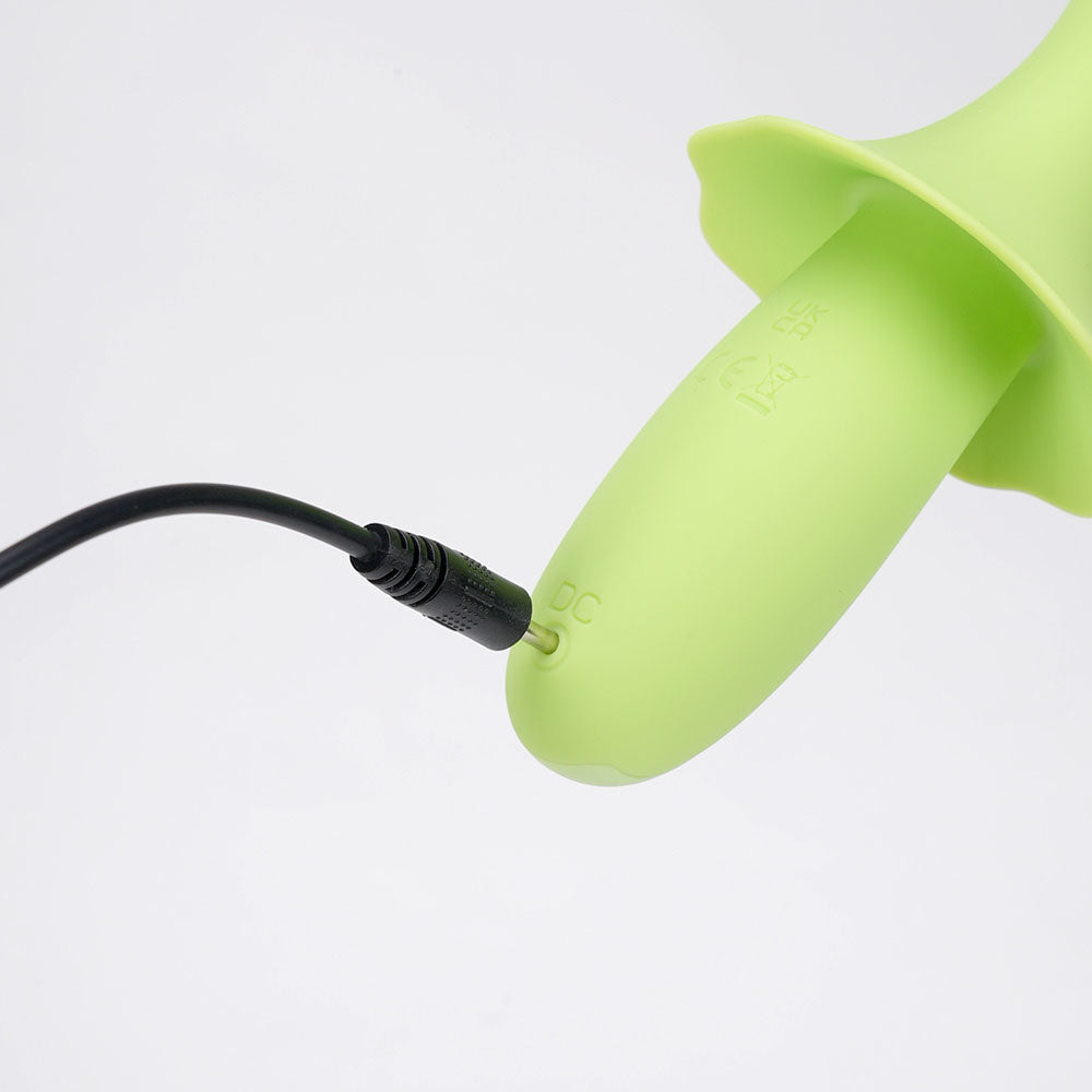Maia SIENNA -  -  15.2 cm USB Rechargeable Fluttering Bullet with charging cable connected.