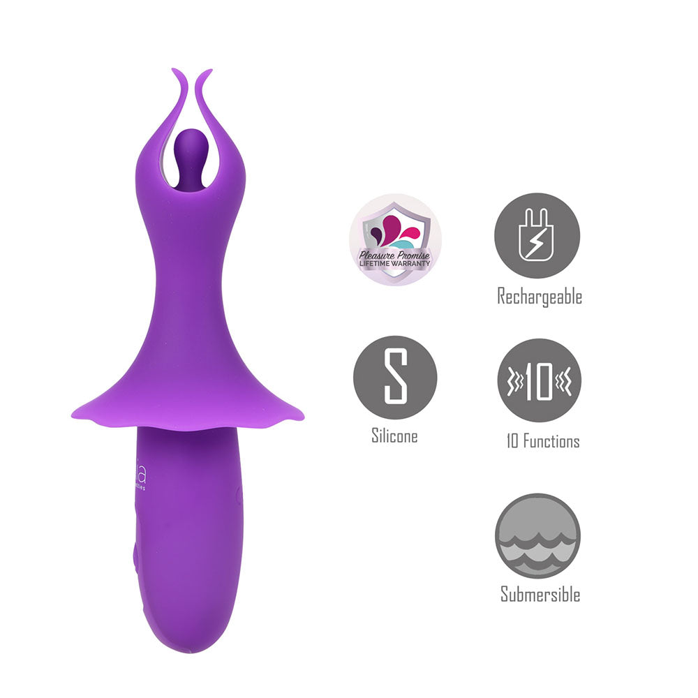 Maia SIENNA -  -  15.2 cm USB Rechargeable Fluttering Bullet with a sleek silicone design, 10 functions, and submersible feature.