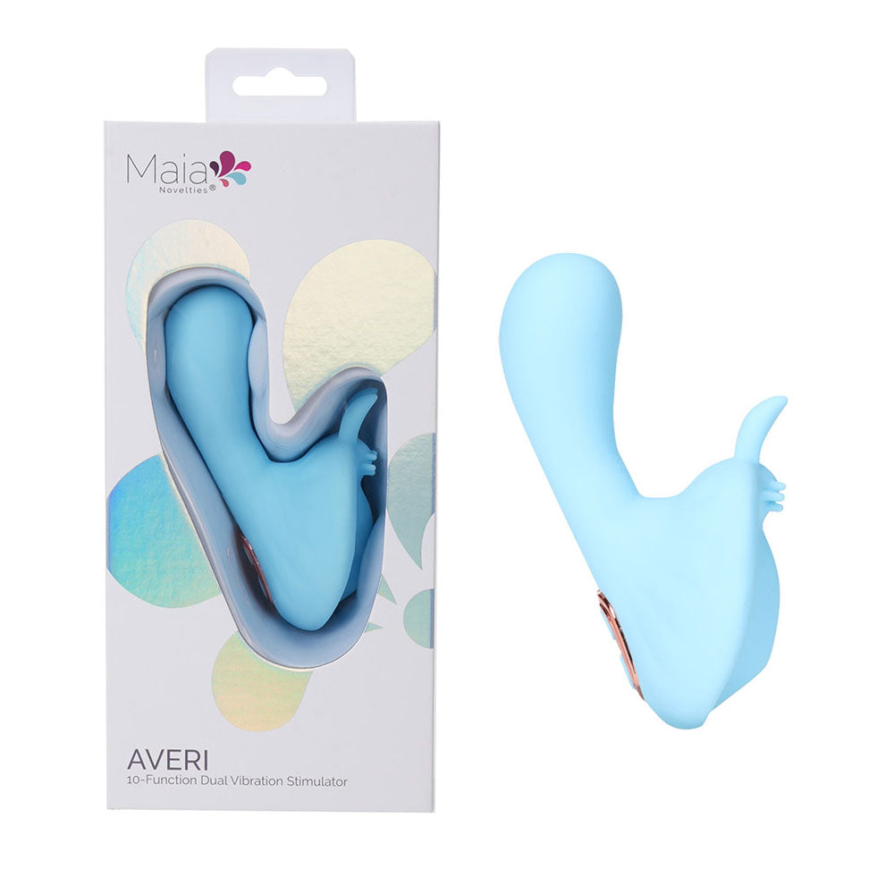 Maia AVERI -  -  USB Rechargeable Vibrator displayed in packaging with a sleek design.