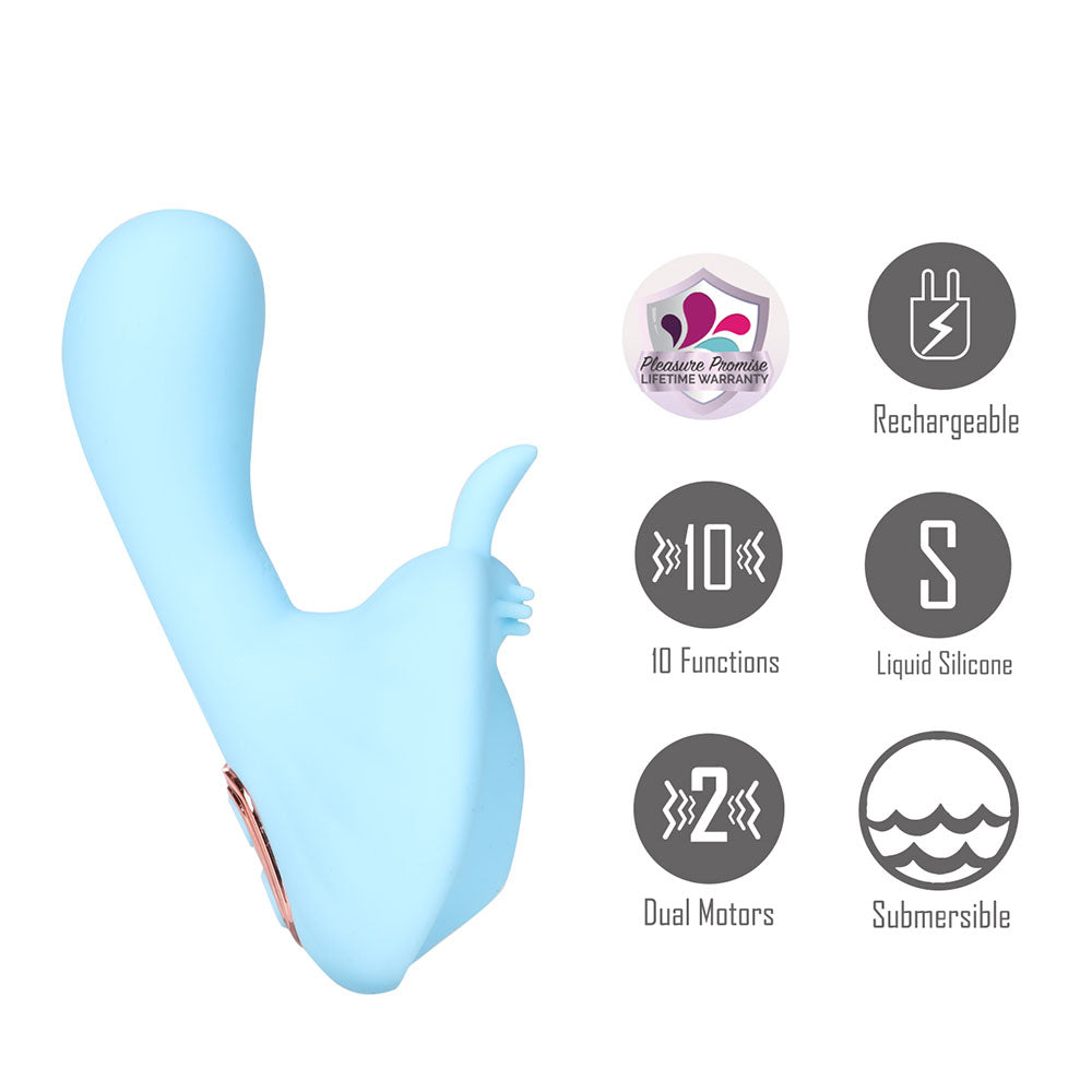 Maia AVERI -  -  USB Rechargeable Vibrator features dual motors, 10 functions, and is made of liquid silicone.