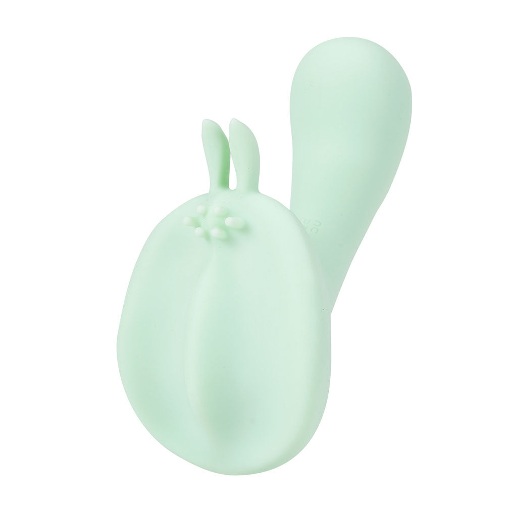 Maia AVERI -  -  USB Rechargeable Vibrator, mint green intimate toy with dual stimulators for enhanced pleasure.