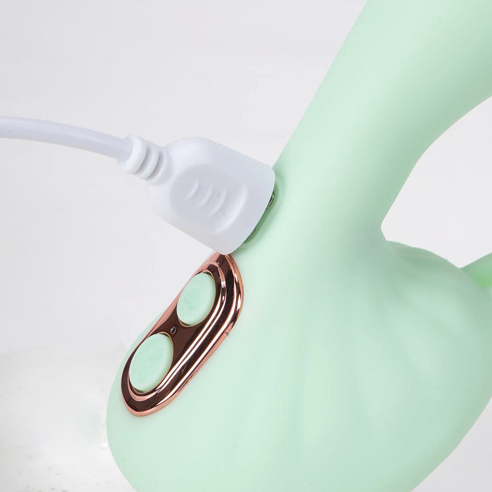 Maia AVERI -  -  USB Rechargeable Vibrator charging port and buttons for customizable pleasure settings.