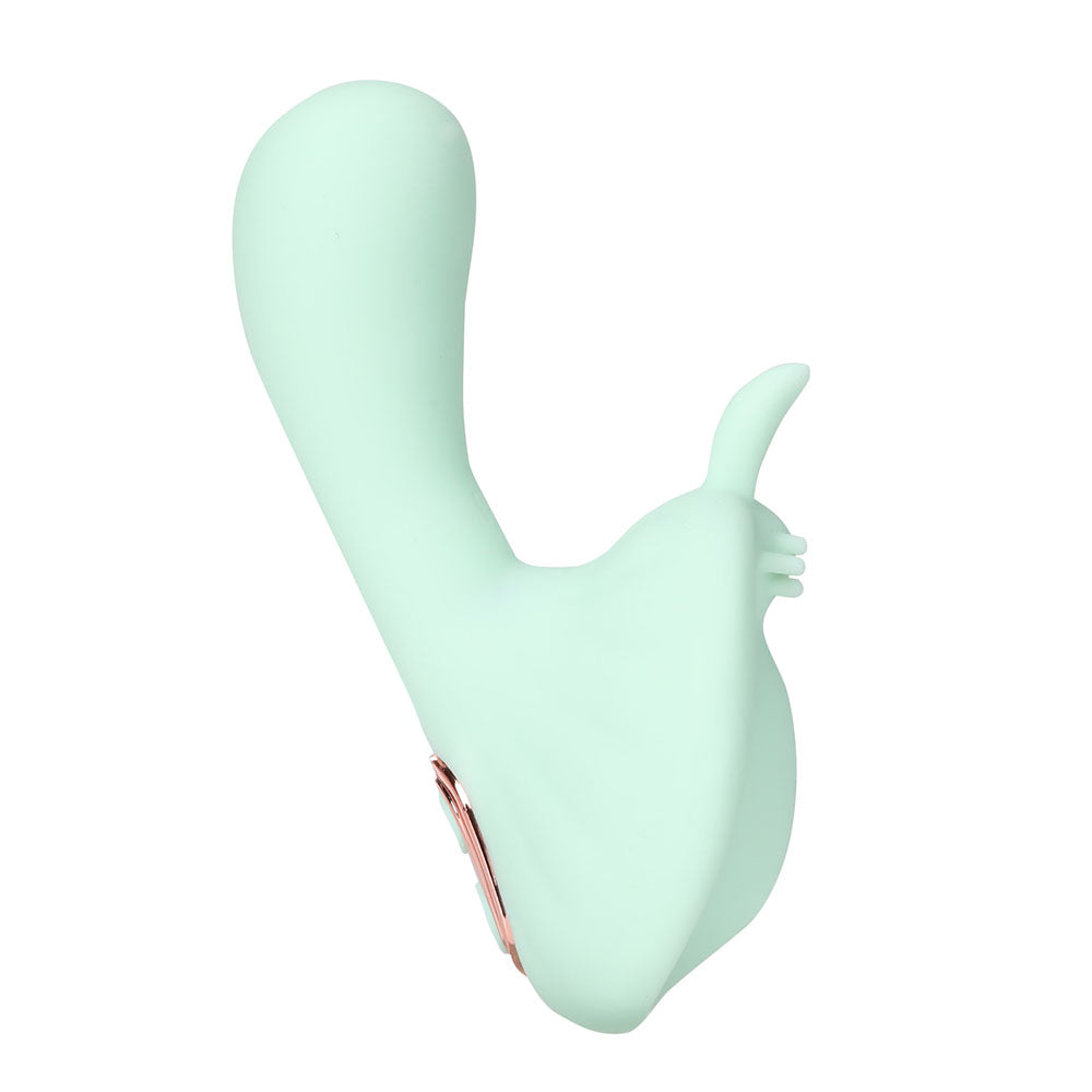 Maia AVERI -  -  USB Rechargeable Vibrator, mint green, featuring dual motors for enhanced pleasure.