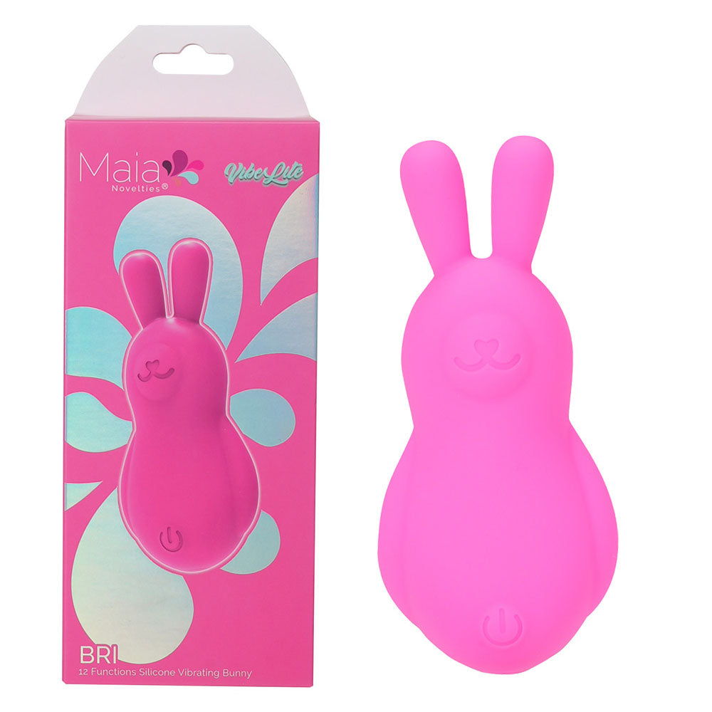 Maia BRI -  -  9 cm USB Rechargeable Vibrating Bunny Bullet in pink packaging, featuring a silicone bunny vibrator design.
