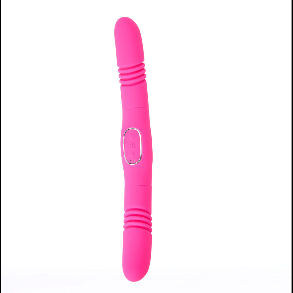 Maia ZENA -  -  35.5 cm USB Rechargeable Dual Thrusting Double Ended Vibrator in vibrant pink color.