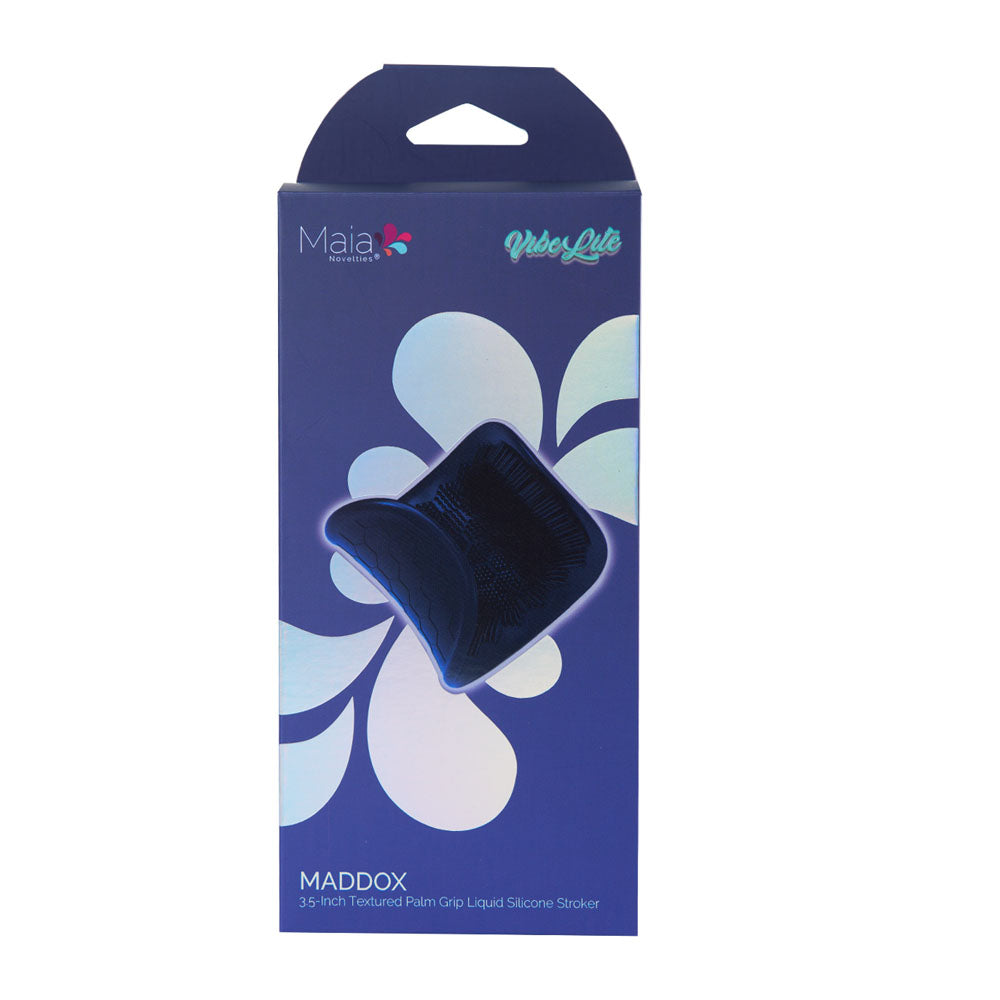 Maia MADDOX - Textured Stroker Sleeve packaging with vibrant blue design and product details.
