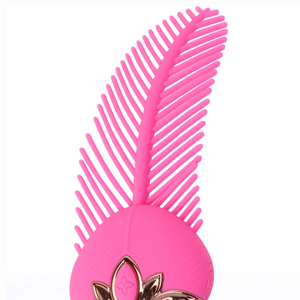 Maia RAYNE -  -  USB Rechargeable Feather-Like Vibrating Stimulator in pink with unique feather design.