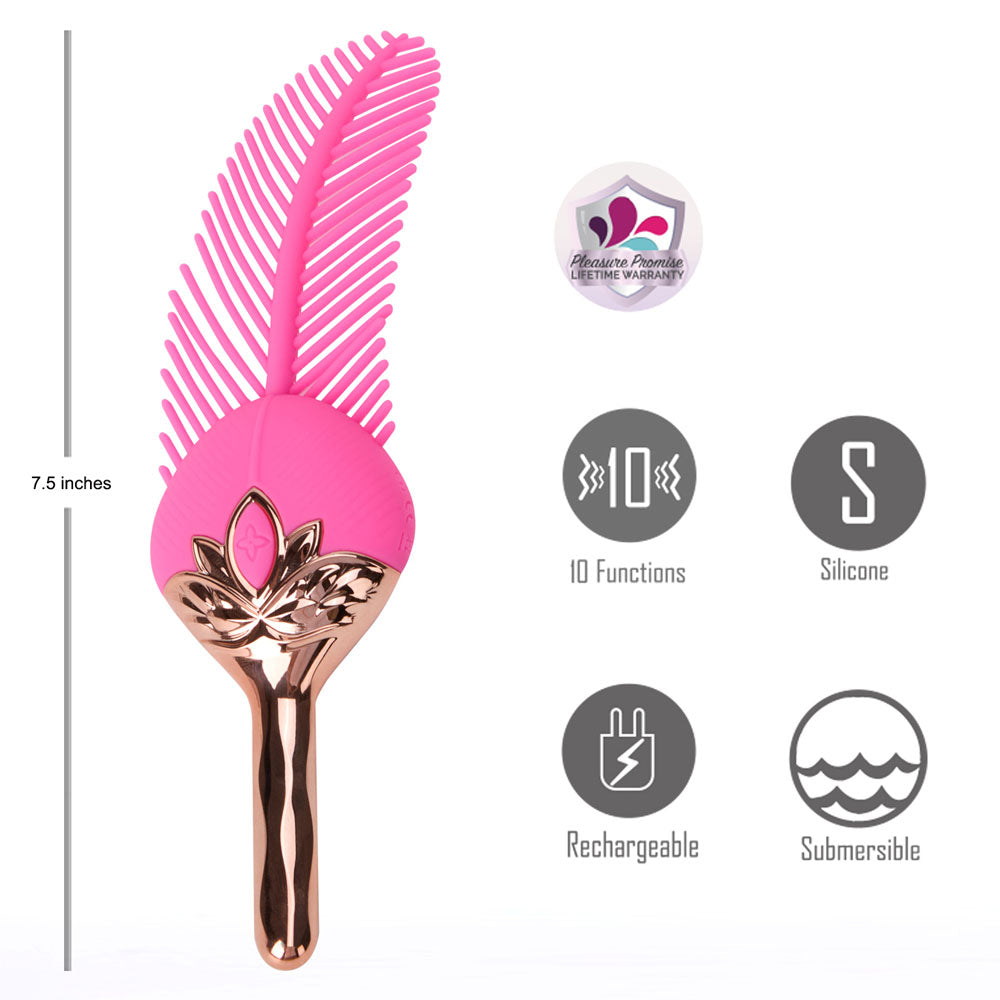 Maia RAYNE -  -  USB Rechargeable Feather-Like Vibrating Stimulator features 10 functions and is made of silicone.