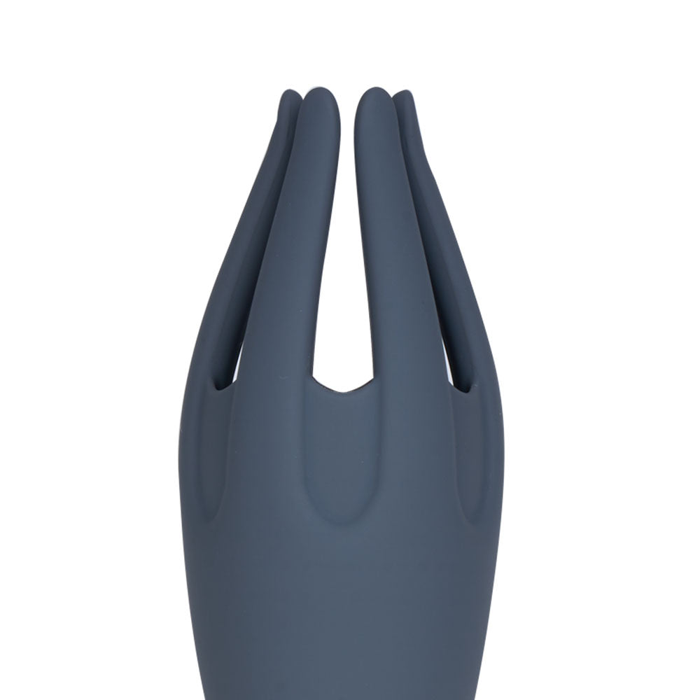 Maia LEO - Grey - Grey USB Rechargeable Penis Head Tickler close-up view showing stimulating arms and sleek design.