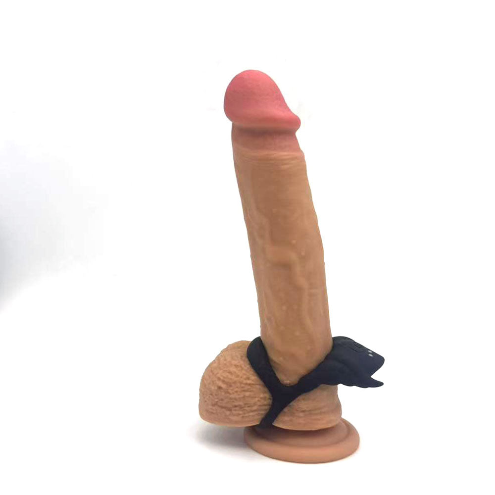 Maia ROCKY -  -  USB Rechargeable Vibrating Cock & Balls Ring with a realistic design and harness for enhanced pleasure.