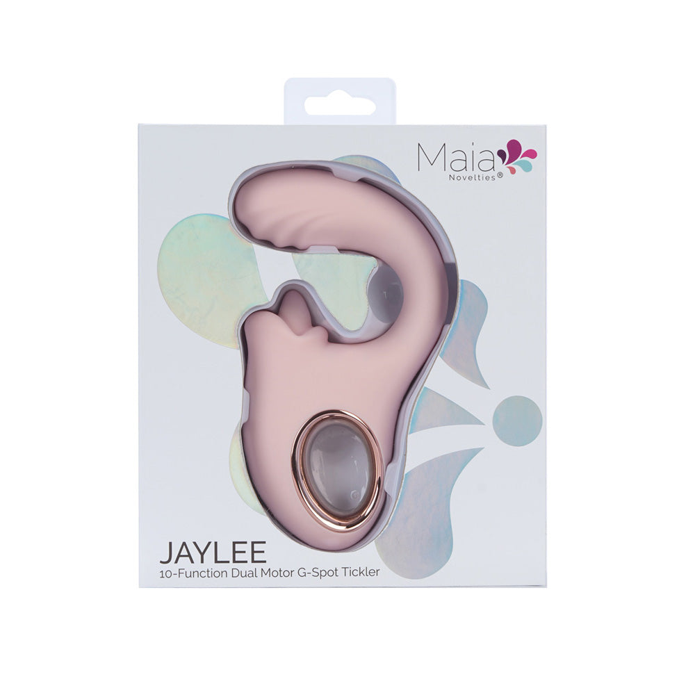 Maia JAYLEE -  -  USB Rechargeable Dual Motor Vibrator in packaging with elegant design and rose gold details.