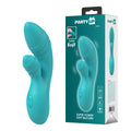 Party Up DALIDA - Teal - Teal 16.2 cm USB Rechargeable Rabbit Vibrator in packaging, offering powerful vibes and soft silicone.