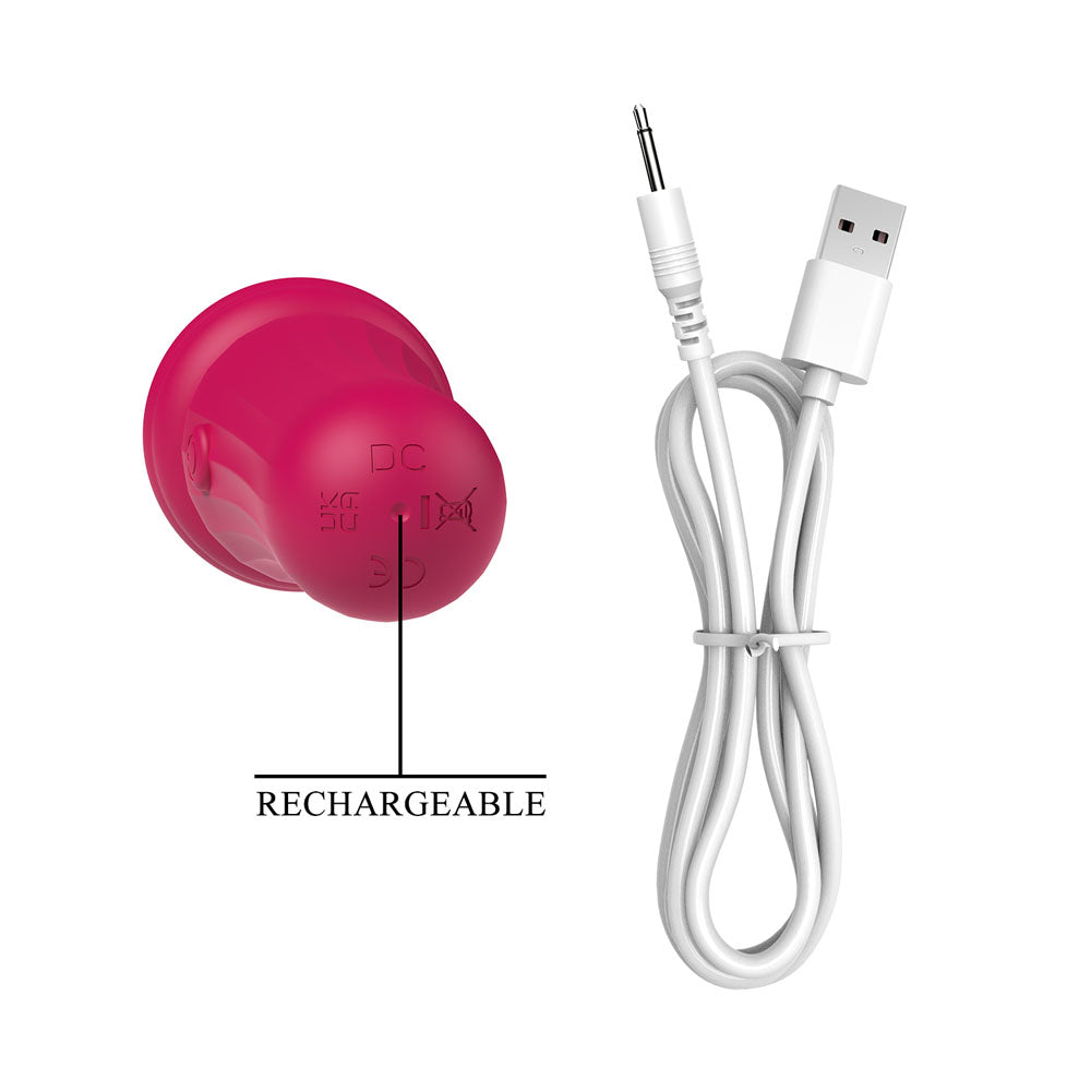 Party Up DUUNA -  -  16.9 cm USB Rechargeable Massage Wand with a pink charging port and USB cable.