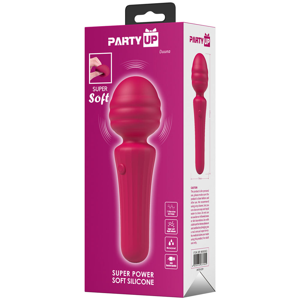 Party Up DUUNA -  -  16.9 cm USB Rechargeable Massage Wand packaging with super soft silicone design.