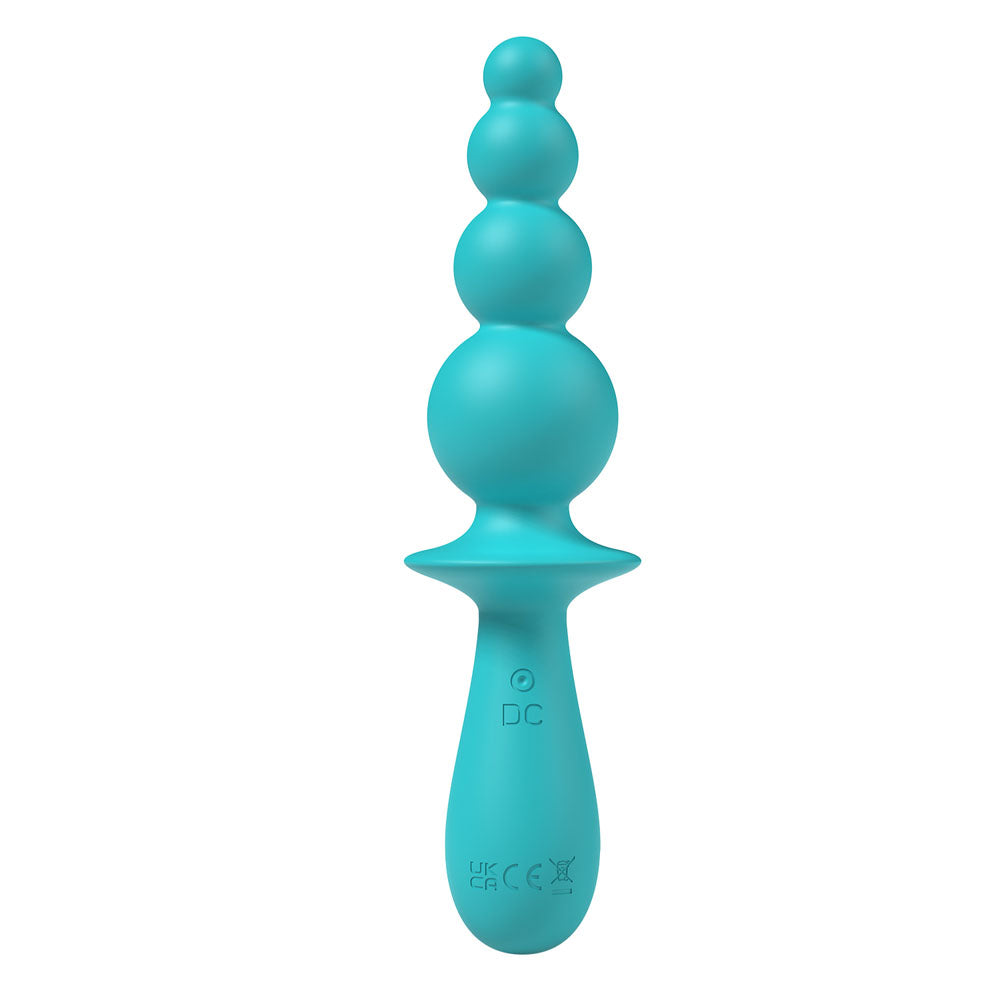 Party Up EVAJANE - Teal - Teal 17.1 cm USB Rechargeable Beaded Vibrator displayed in a vibrant teal color.