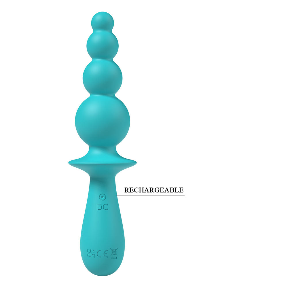Party Up EVAJANE - Teal - Teal 17.1 cm USB Rechargeable Beaded Vibrator with a textured design.