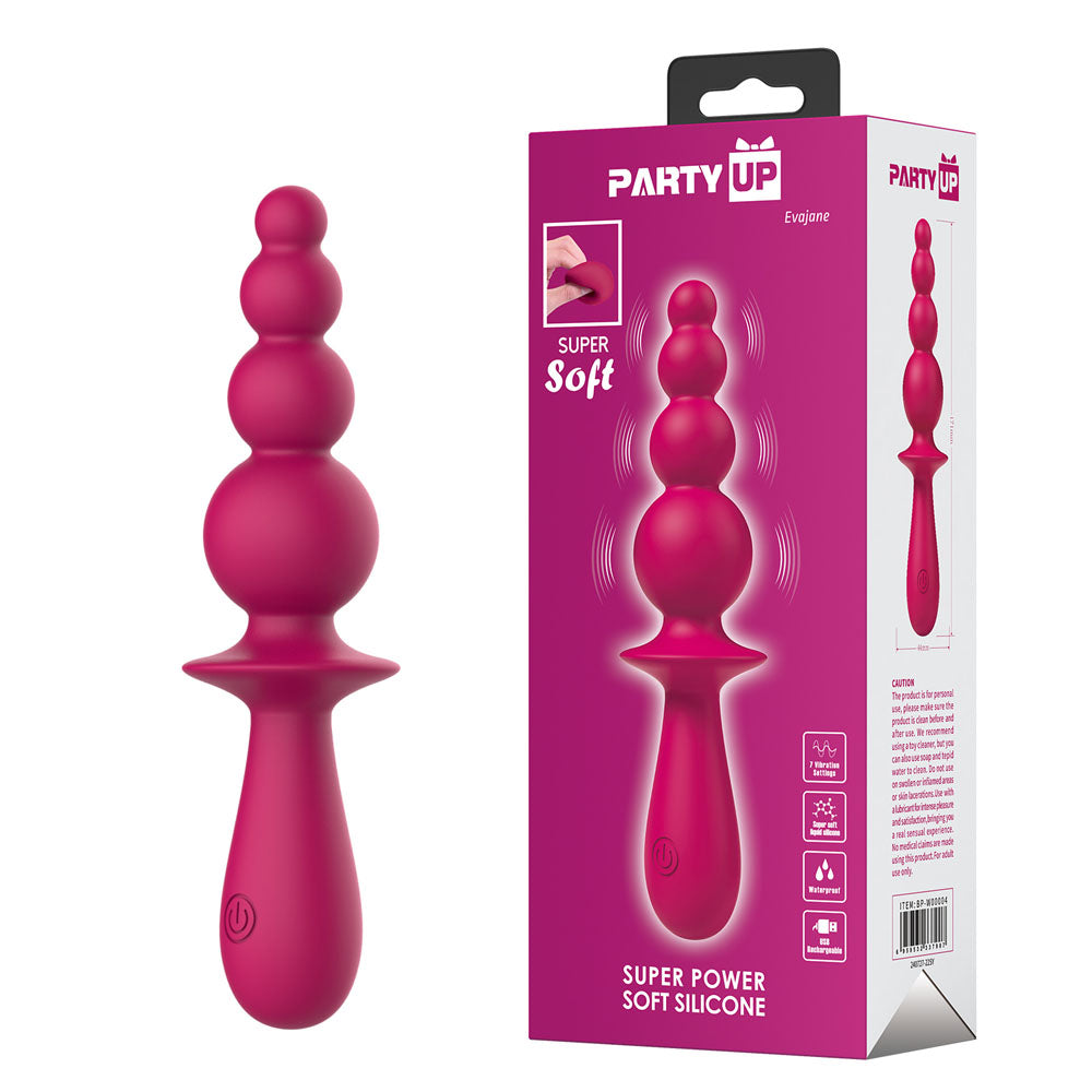 Party Up EVAJANE -  -  17.1 cm USB Rechargeable Beaded Vibrator with super soft silicone and packaging.