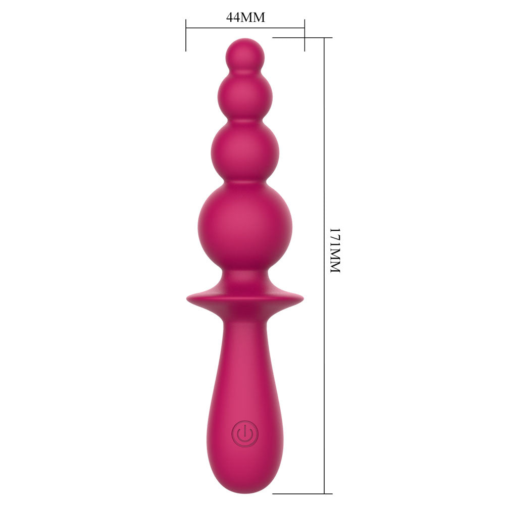 Party Up EVAJANE -  -  17.1 cm USB Rechargeable Beaded Vibrator in vivid pink, showcasing four tiers of beads for sensation.