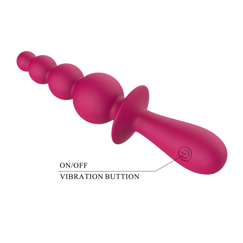 Party Up EVAJANE -  -  17.1 cm USB Rechargeable Beaded Vibrator showing on/off and vibration button design.
