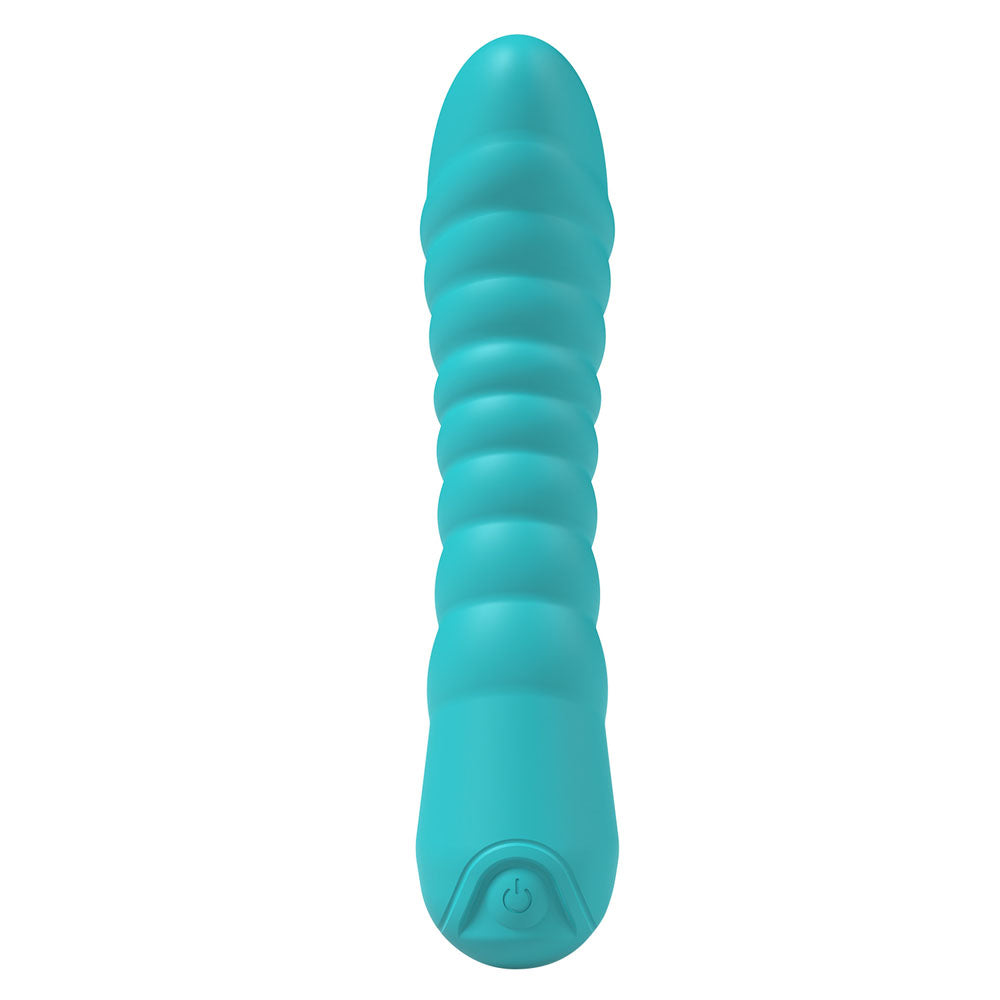 Party Up JAYLEI - Teal - Teal 14.6 cm USB Rechargeable Vibrator on a white background.