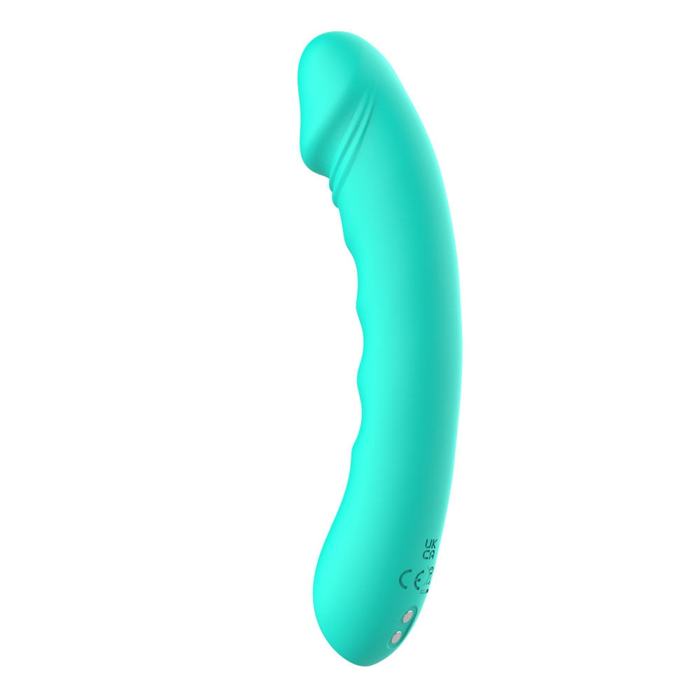 Party Up NIKI - Teal - Teal 15.4 cm USB Rechargeable Vibrator against a white background.