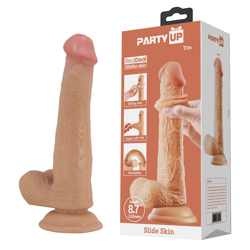 Party Up TIM Slide Skin Dong - 22 cm Flexible Dildo with lifelike skin, perfect for intimate essentials for her.