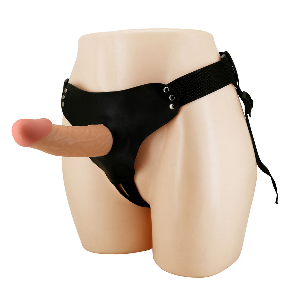 Party Up NATHAN Strap-On - 17.5 cm Hollow Strap-On displayed on a mannequin with adjustable straps for comfortable use.