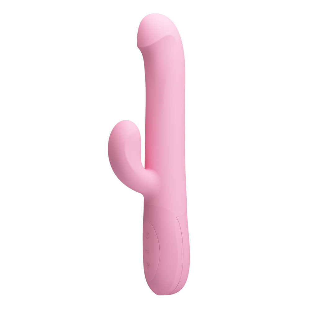 Party Up DEAN Wavy Rotation Vibe -  -  23.8 cm USB Rechargeable Rotating Rabbit Vibrator in pink.
