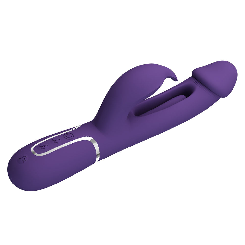Party Up DAVID Swinging Vibe -  -  23.2 cm USB Rechargeable Rabbit Vibrator with Flicking Arm in purple.