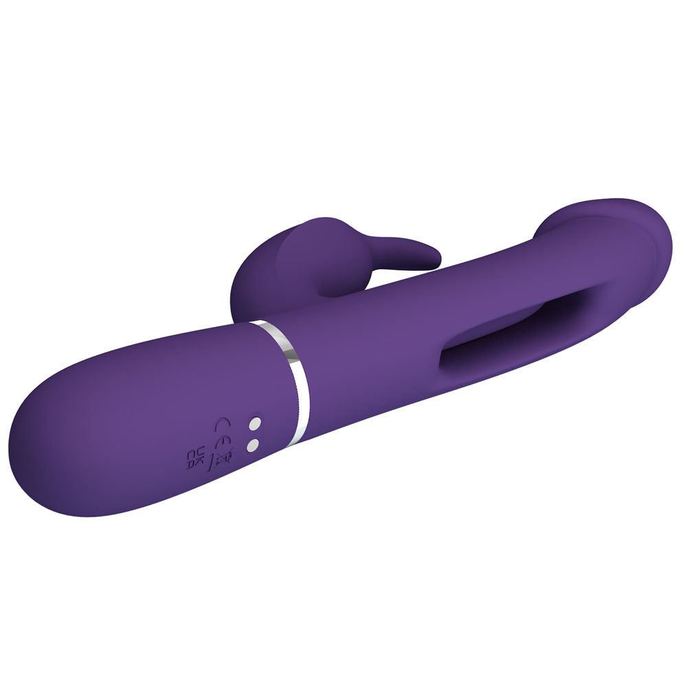 Party Up DAVID Swinging Vibe -  -  23.2 cm USB Rechargeable Rabbit Vibrator with Flicking Arm in vibrant purple.