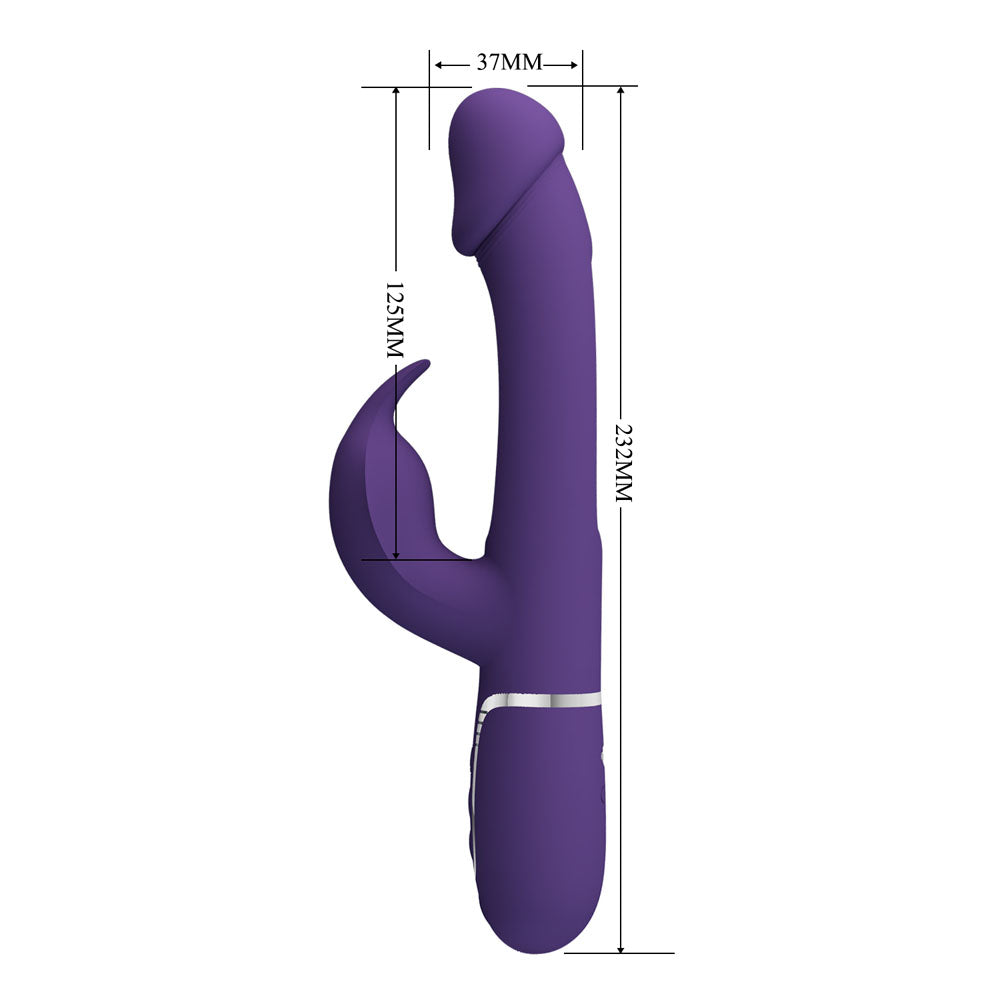 Party Up DAVID Swinging Vibe -  -  23.2 cm USB Rechargeable Rabbit Vibrator with Flicking Arm purple design dimensions