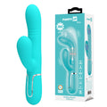 Party Up PAUL Rolling Beads Vibrator - Teal - Teal 22.6 cm USB Rechargeable Thrusting Rabbit Vibrator on display.