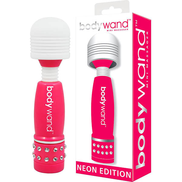 Bodywand Mini Massager Neon Edition - Mini Massage Wand in pink packaging, perfect for intimate essentials for her.