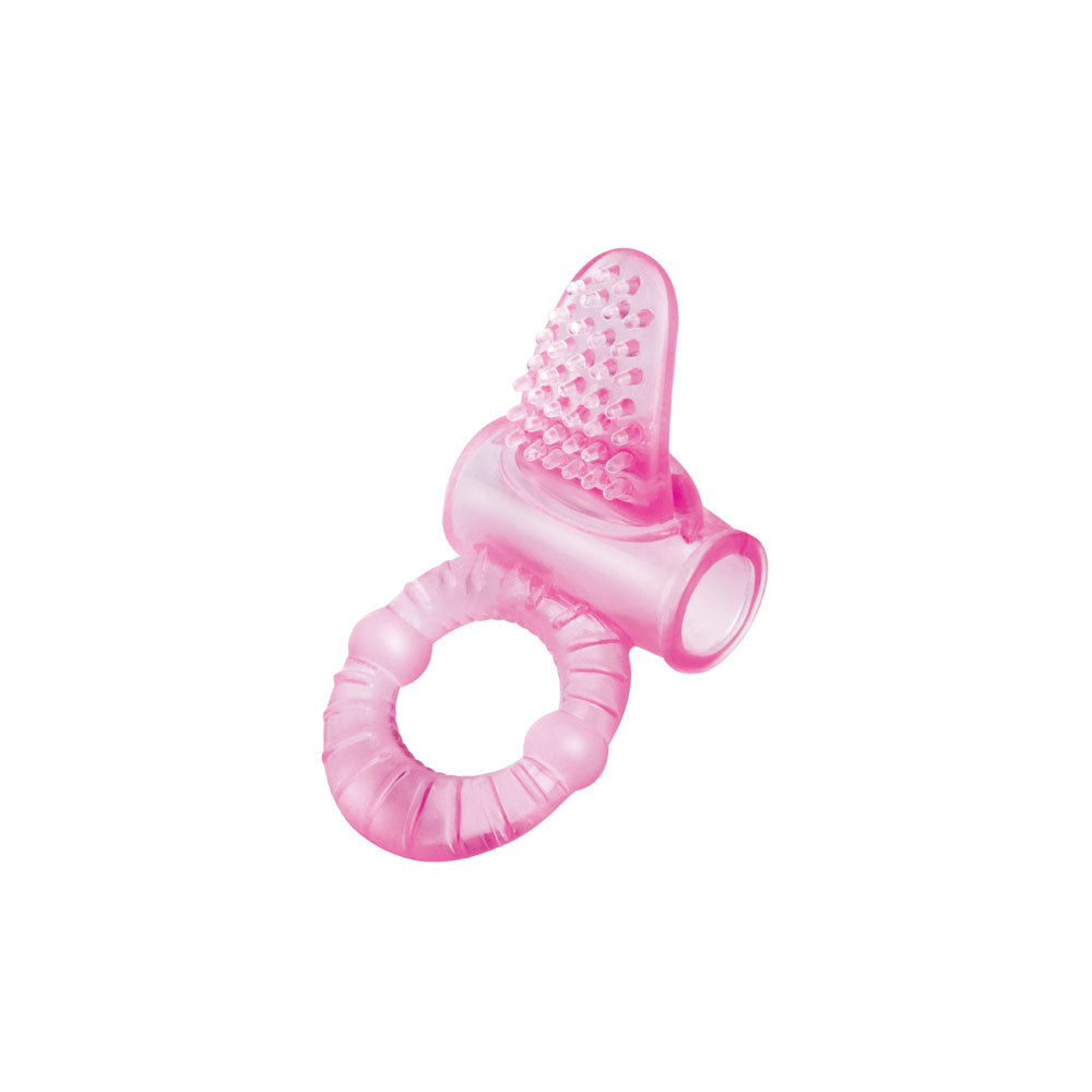 Bodywand Rechargeable Lick It Pleasure Ring -  USB Rechargeable Vibrating Cock Ring in pink color with textured stimulation.
