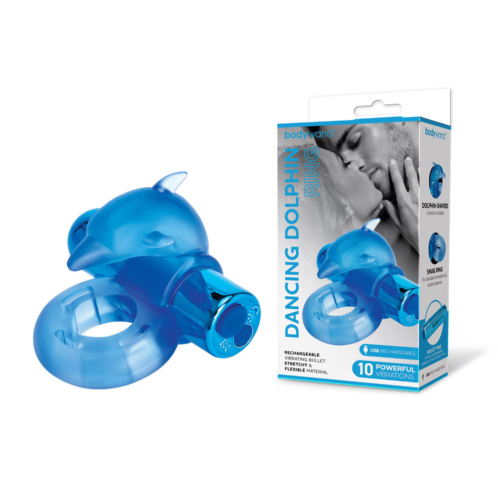 Bodywand Rechargeable Dancing Dolphin Ring -  USB Rechargeable Vibrating Cock Ring with 10 powerful vibrations.