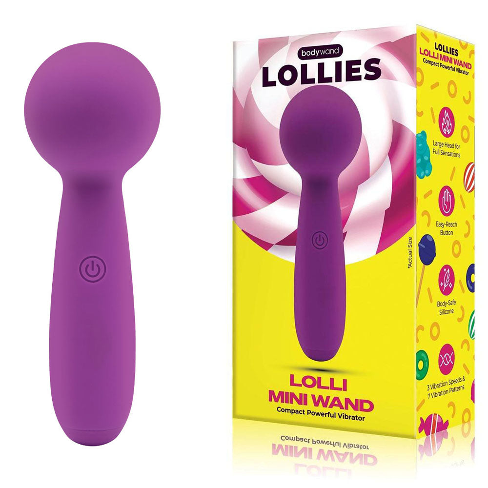 Bodywand Lolli Mini Wand -  -  11 cm USB Rechargeable Mini Massage Wand with purple design, compact and powerful.