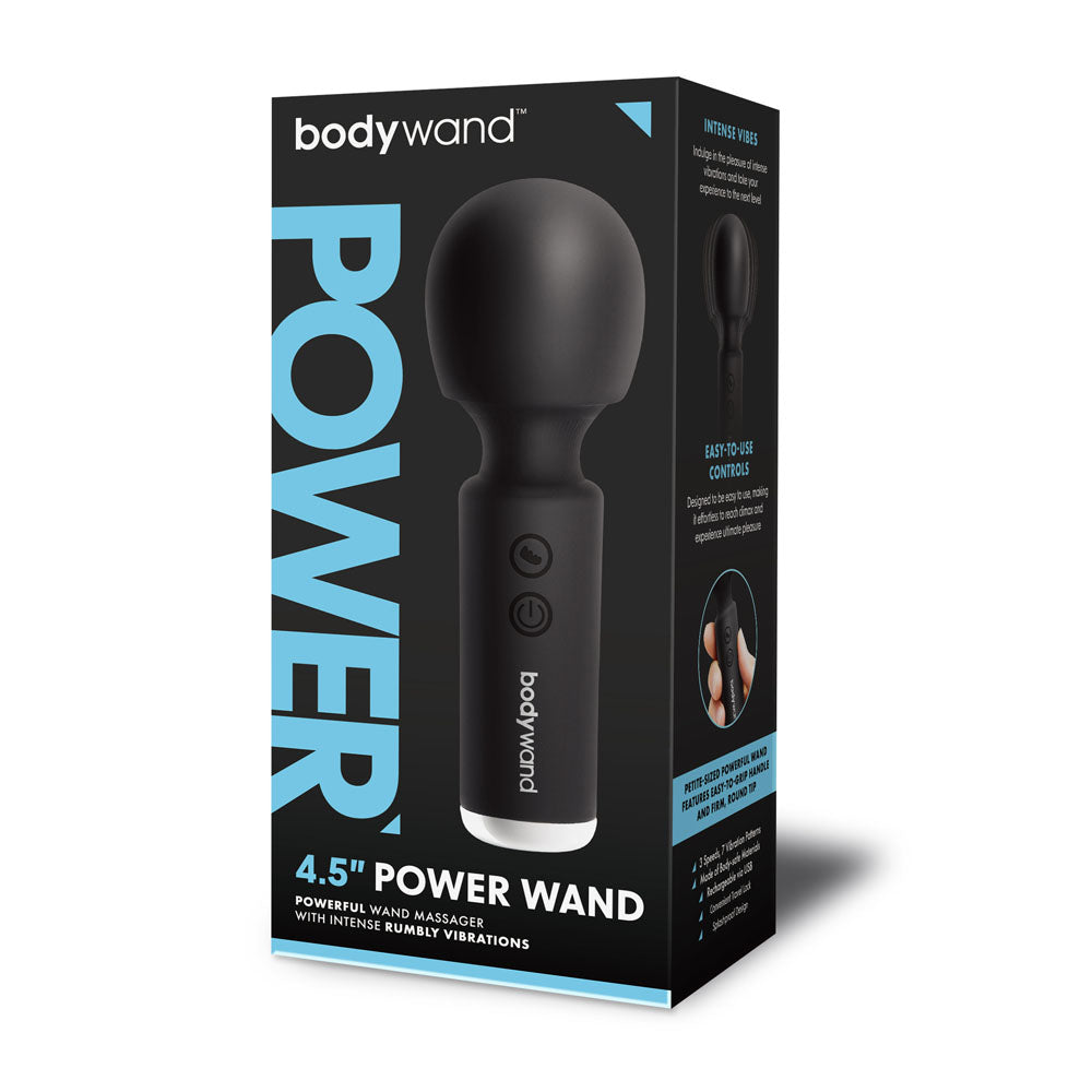Bodywand 4.5'' Power Wand -  11.4 cm USB Rechargeable Massager Wand packaging showcasing its features and design.