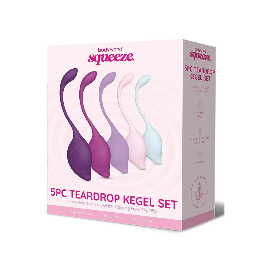 Bodywand Squeeze 5pc Teardrop Kegel Set - Weighted Kegel Training Set for pelvic floor exercises.
