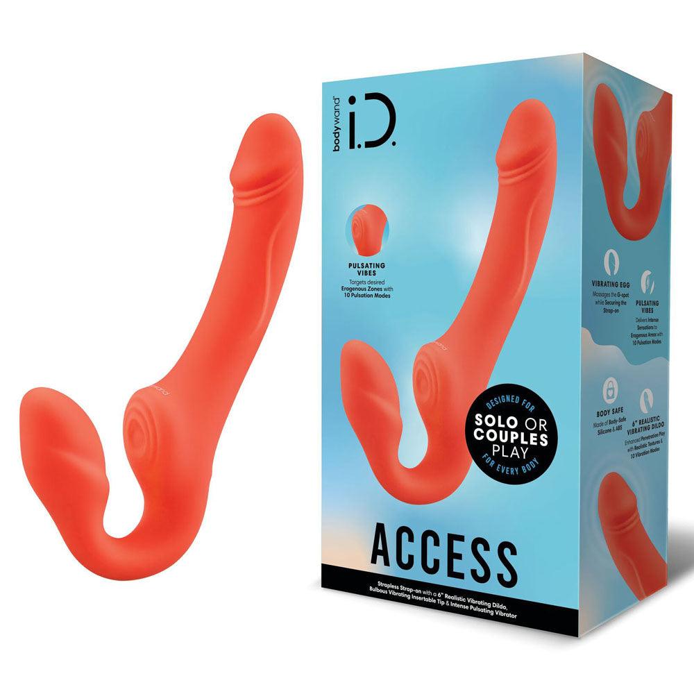 Bodywand ID Access Strapless Strap-On - Orange 15.2 cm USB Rechargeable Strapless Strap-On in packaging.