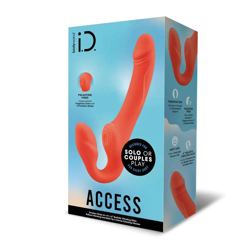Bodywand ID Access Strapless Strap-On - Orange 15.2 cm USB Rechargeable Strapless Strap-On Bodywand Discreet Intimate Essentials.