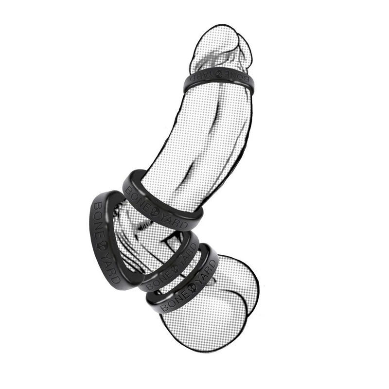 Boneyard Silicone Ring 40mm - 40 mm Cock Ring displayed on a mesh background, showcasing its sleek design.