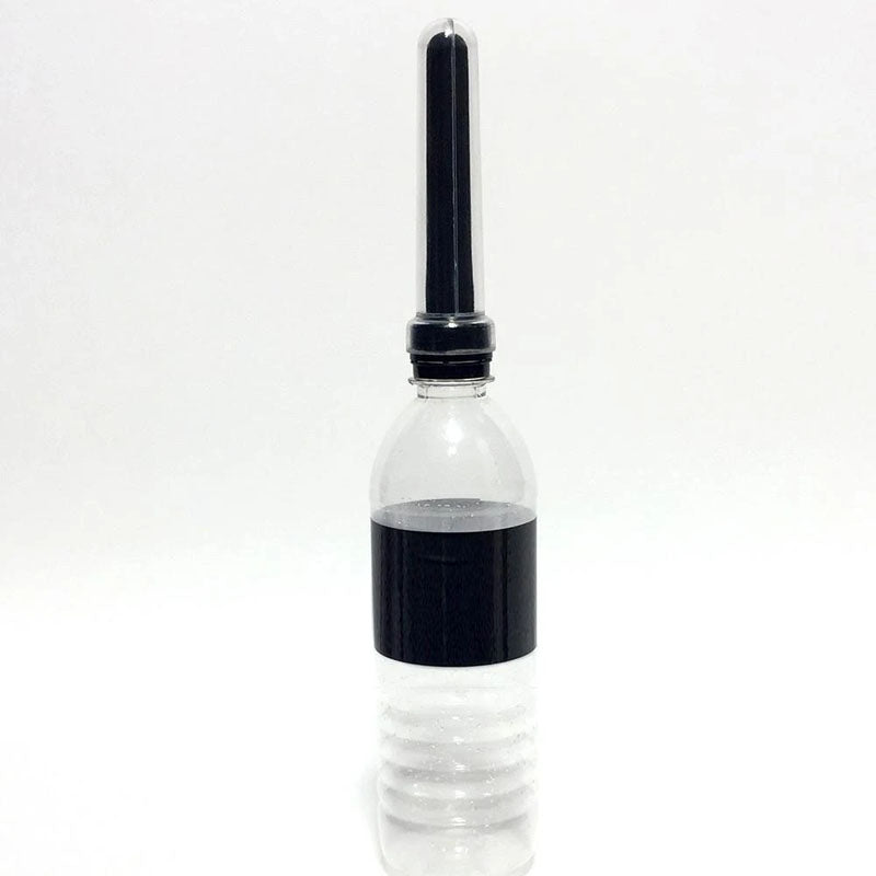 Boneyard The Skwert - 5 Piece Water Bottle Douche Adapter Kit with black silicone nozzle attached to water bottle