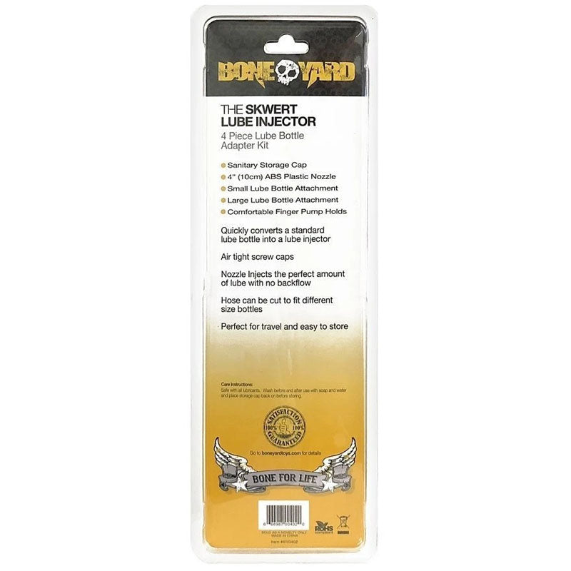 Boneyard The Skwert - 5 Piece Water Bottle Douche Adapter Kit packaging details and features