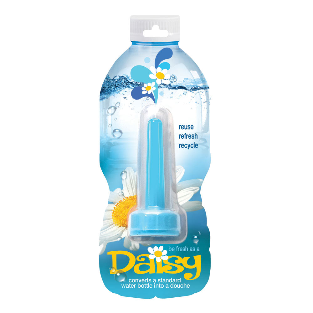 Skwert Daisy Douche -  Douche Nozzle for Water Bottles in blue packaging with a flower design.