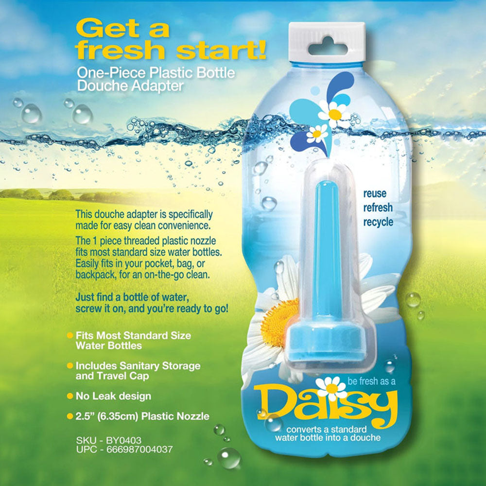 Skwert Daisy Douche - Douche Nozzle for Water Bottles, one-piece plastic bottle adapter for discreet convenience.