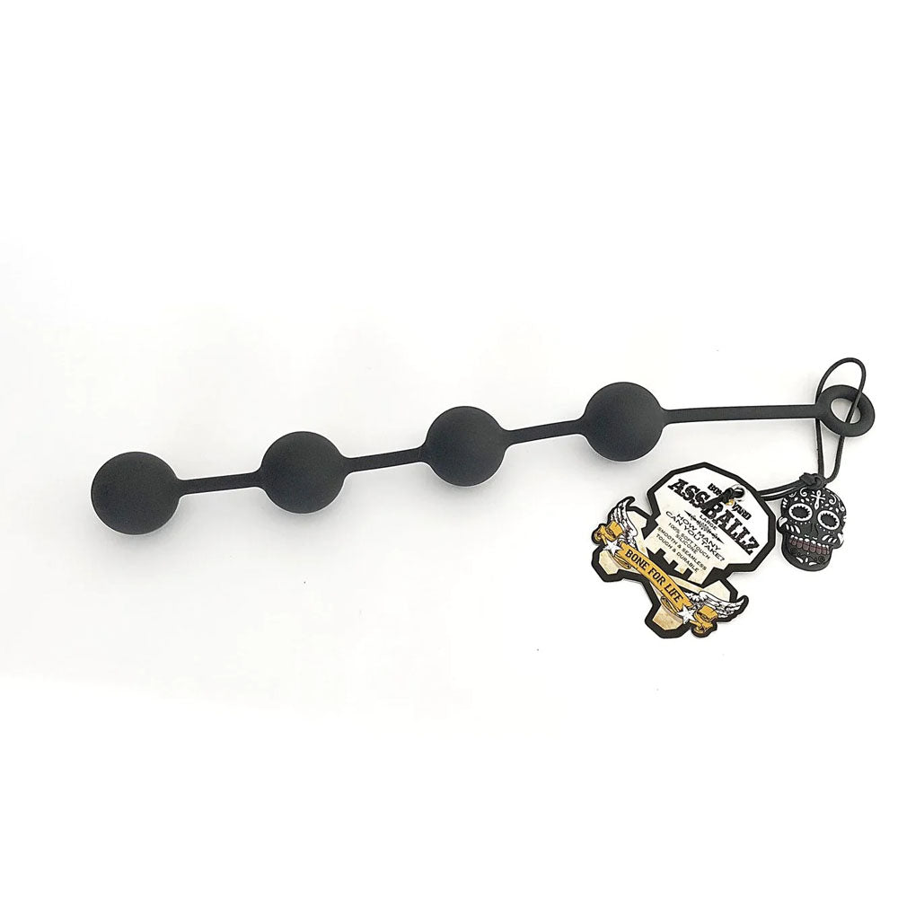 Boneyard Ass Ballz L -  46 cm Large Anal Balls made of soft touch silicone, featuring four seamless black balls.