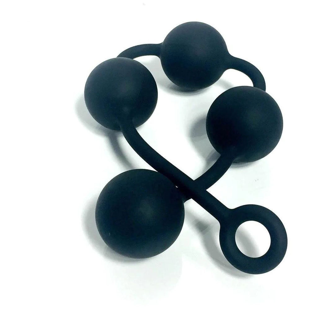Boneyard Ass Ballz L -  46 cm Large Anal Balls made of black soft touch silicone, featuring four 2'' insertion balls.