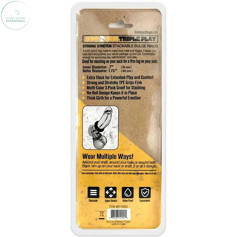 Affordable quality Boneyard Triple Play Cock Rings - 3 Pack  from C1 Releasing by Discreet Intimate Essentials with Discreet Delivery 