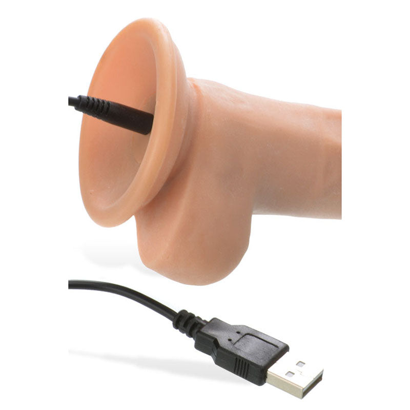 Adam & Eve Adam's True Feel Rechargeable Dildo - 17.8 cm (7'') USB Rechargeable Vibrating Dong with USB charging cable.