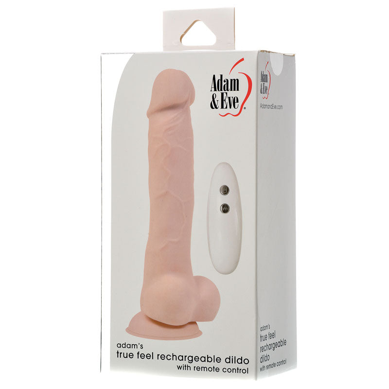 Adam & Eve Adam's True Feel Rechargeable Dildo - 17.8 cm (7'') USB Rechargeable Vibrating Dong packaging image.
